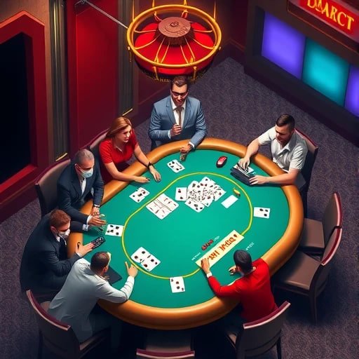 Antarmuka studio langsung Pretty Gaming istana 404 menampilkan meja dealer langsung